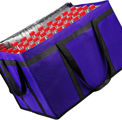 musbus Extra large XXXL Insulated Food Delivery Bag Cooler Bags Keep Food Warm Catering Therma Catering Bag for doordash 22x14x13 Cooler Bags Therma Shopper hot warming RED Pizza BLACK
