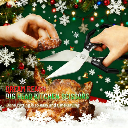 Multifunctional Heavy Duty Kitchen Shears,Kitchen Shears for Cutting Chicken,Kitchen Scissors for Food, Japanese High-Carbon Steel Culinary Poultry Shears, for Chicken,Meat,Fish,Bone Cutting(Silver)