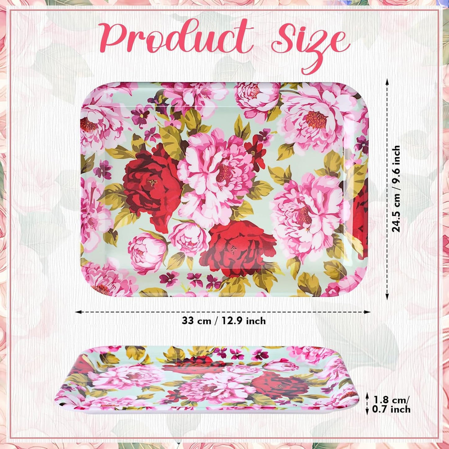 4 Pcs Valentine's Day Serving Tray 13 x 10 Inch Heart Reusable Serving Platter Melamine Dessert Plate Dish for Valentine's Day Party Decorations Supplies