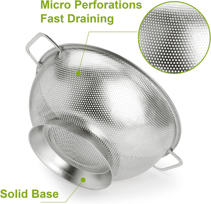Gulex Colander Stainless Steel 3-Quart, Strainer Kitchen, Dishwasher Safe