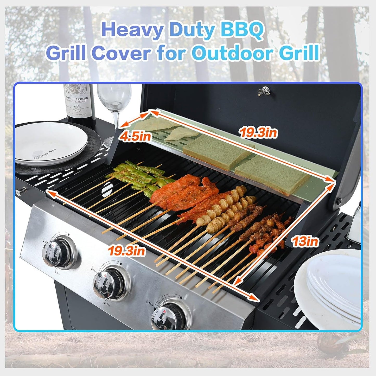 4 Burner Outdoor Propane Gas Grill with Side Burner & Thermometer, Stainless Steel Barbecue Grill with Wheels for Patio BBQ Cooking, Camping