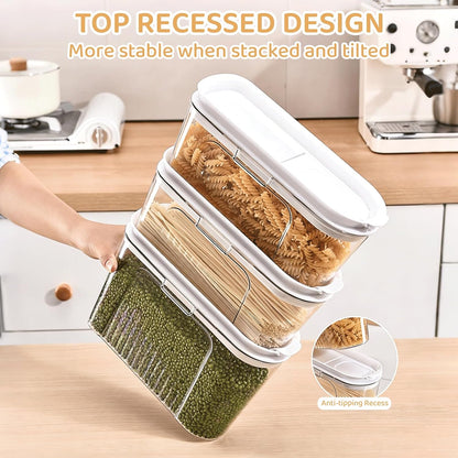 Cereal Storage Containers Sets,BPA Free with Pouring Spout Handle Airtight Food Storage Dispenser with lids For Rice Flour Pasta Grain, Pet Food Storage Container (37.2 oz + 77.7 oz (2 of Each))