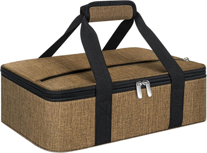 Insulated Casserole Carrier, Portable Casserole Carrier for Hot or Cold Food Lunch Tote Warmer or Cooler Bag, Lasagna Lunch Bag for Potluck Parties- Fits 9" x 13" Baking Dish-Charcoal Grey