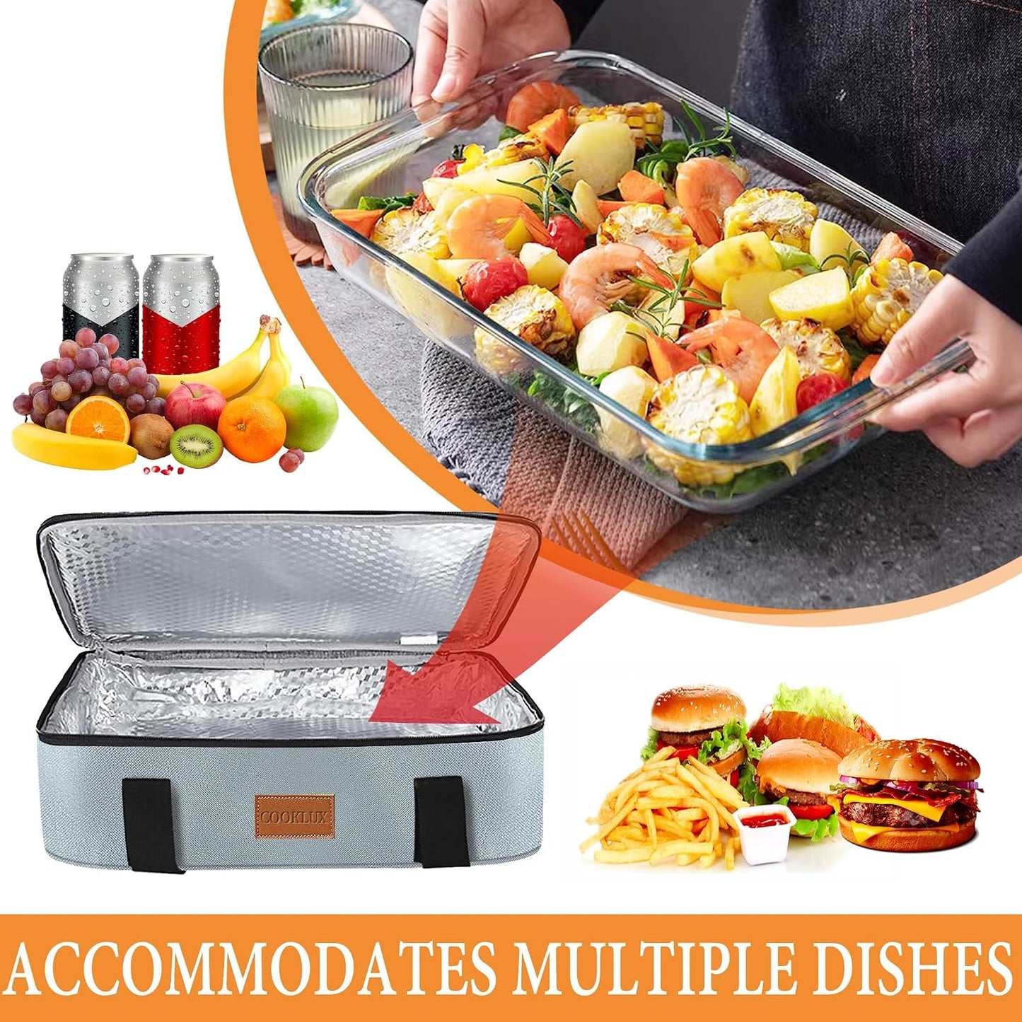 Insulated Casserole Carrier 9x13 Inch, Durable Nylon, Leak-Proof Casserole Dish Carrier, Casserole Carriers for Hot or Cold Food (Christmas)