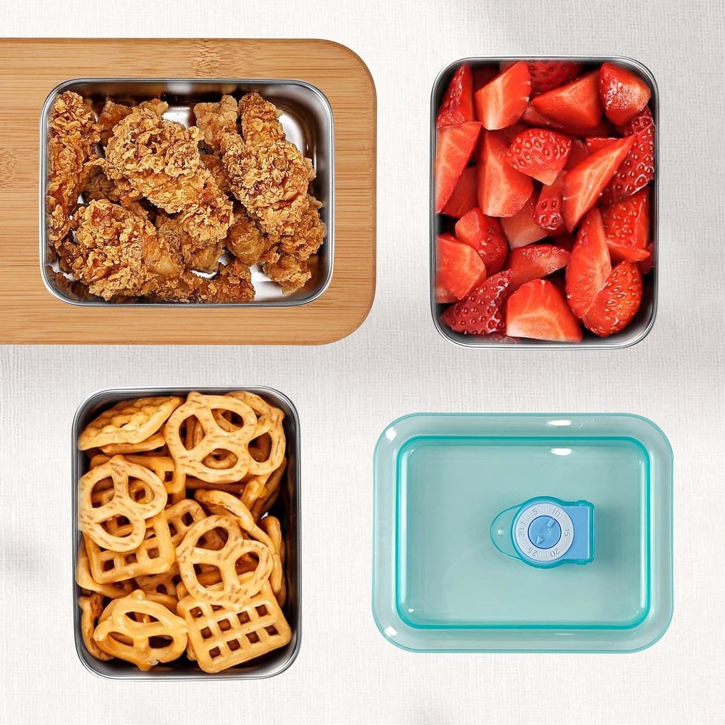 6pcs Stainless Steel Stacking Food Containers with Lids, Reusable Snack & Prep Containers for Office, sp-00018