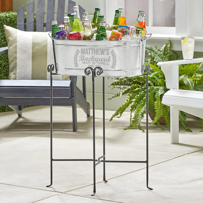 Let's Make Memories Personalized Beverage Tub - Custom Beverage Tub - Customize With Name & initial - Galvanized Drink Tub - 20 ¾"L x 11 ¾"W x 7" H - 5.5 Gallons