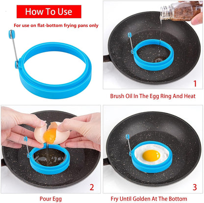 8 Pack Silicone Egg Rings for Griddle, 4-Inch Non-Stick Pancake Molds