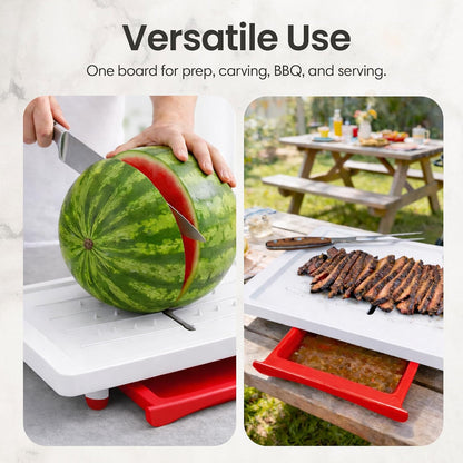 Karving King Large Cutting Board with Juice Groove, Drip Tray & Spikes