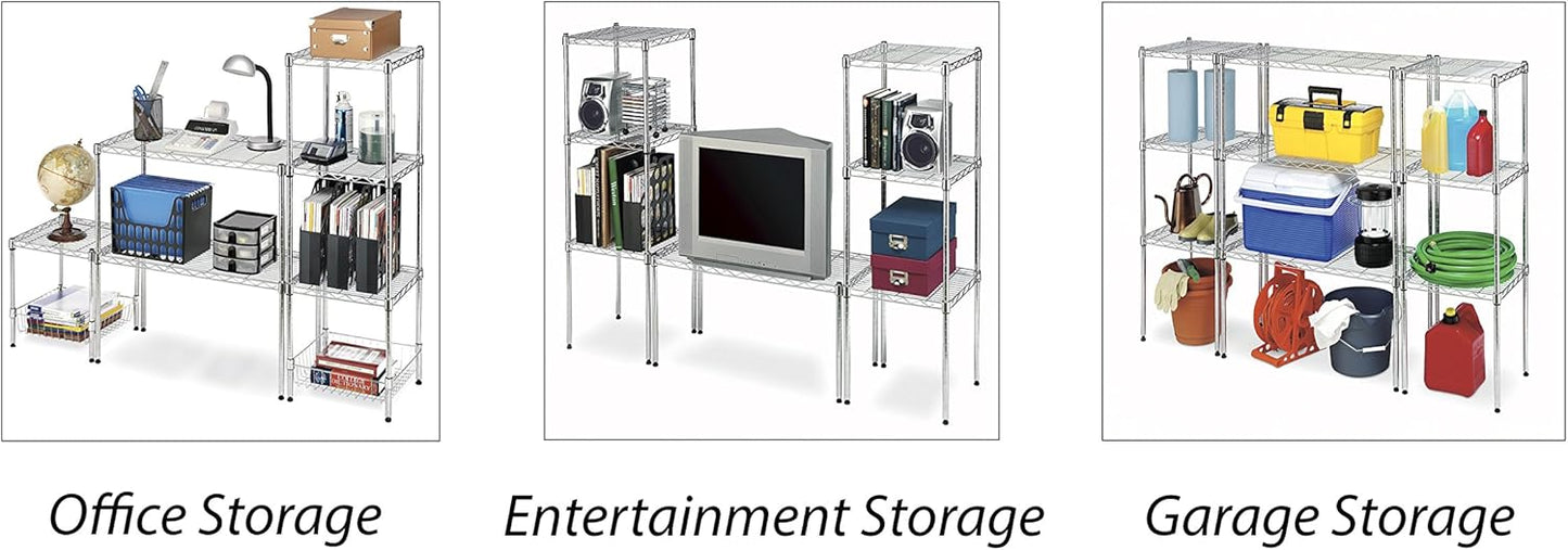 Whitmor 2-Wire Shelving Unit, Metal Storage Shelves, Stacking Shelf with Basket, Easy Assembly Home Organizer for Pantry, Kitchen, Garage, Plant
