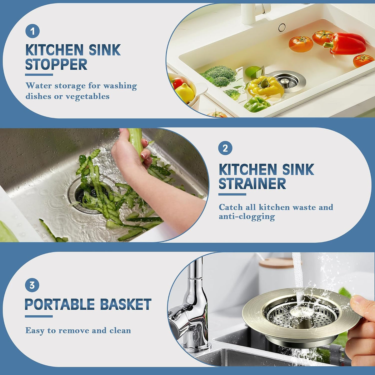 TGOSOMT Kitchen Sink Drain Strainer Stopper