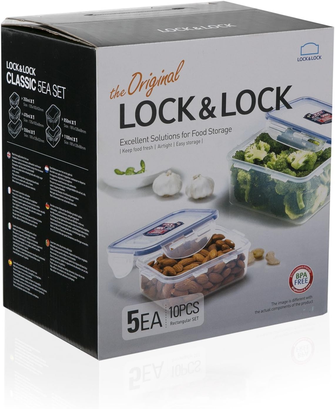 Lock & Lock HPL817S12 Easy Essentials Storage Set/Food Containers Airtight Bins/BPA-Free/Dishwasher Safe, 24 Piece - Clear