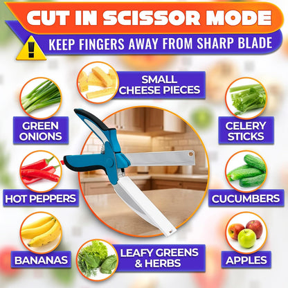 2 in 1 Kitchen Scissors for Food with Knife Sharpener (Grey)