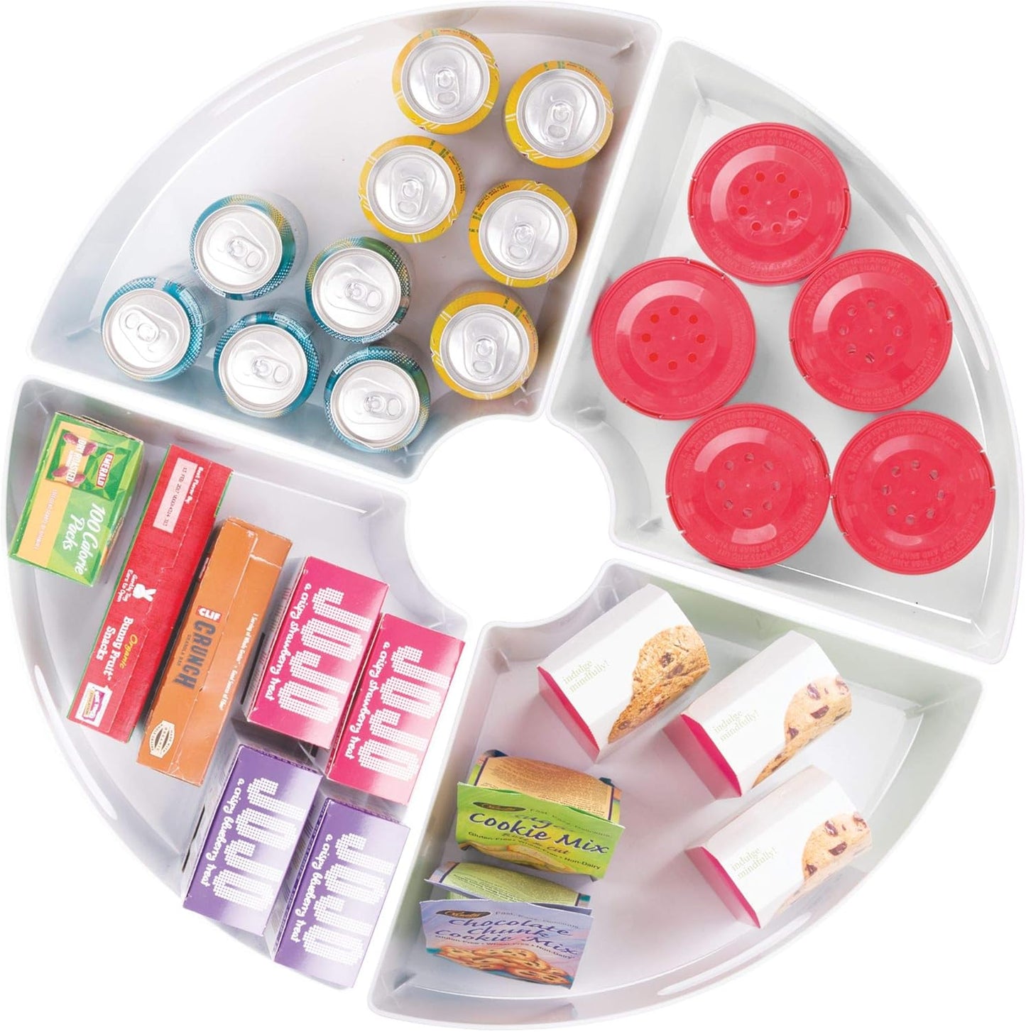 iDesign Recycled Plastic 1/4 Wedge Lazy Susan Turntable Organizer with Handle, Pantry, Bathroom, General Storage and More – 16.5" x 11" x 4", White