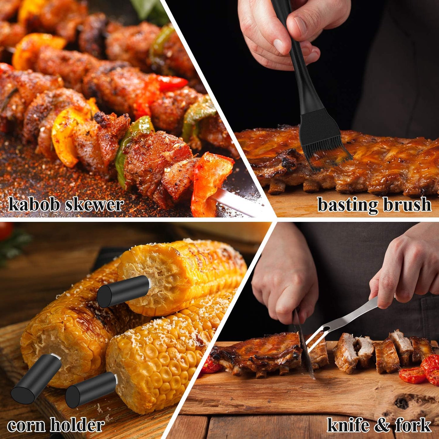 ROMANTICIST 23pcs Heavy Duty Grilling Gifts for Men Dad Fathers Day, Extra Thick BBQ Accessories Tools Set, Stainless Steel Grill Utensils Kit with Meat Claws,Canvas Bag for Outdoor Camping Brown