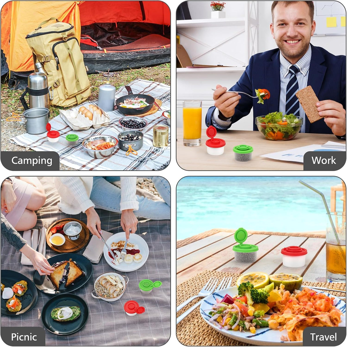 Accmor Salt and Pepper Shakers, Mini Salt Shaker to go Moisture Proof Salt Pepper Shakers Spice Container Dispenser for Camping Picnic Lunch Boxes Travel Kitchen