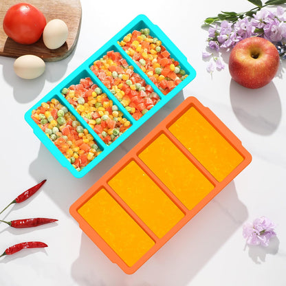 Doasuwish Silicone Freezer Molds for Soup with Lid – 1-Cup Soup Container Style Ice Cube Trays for Freezer, Meal Prep & Food Storage, Freeze 250mL/125mL Portions – 2 Pack