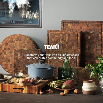 Teakhaus Thick End Grain Butcher Block with Juice Groove, Medium