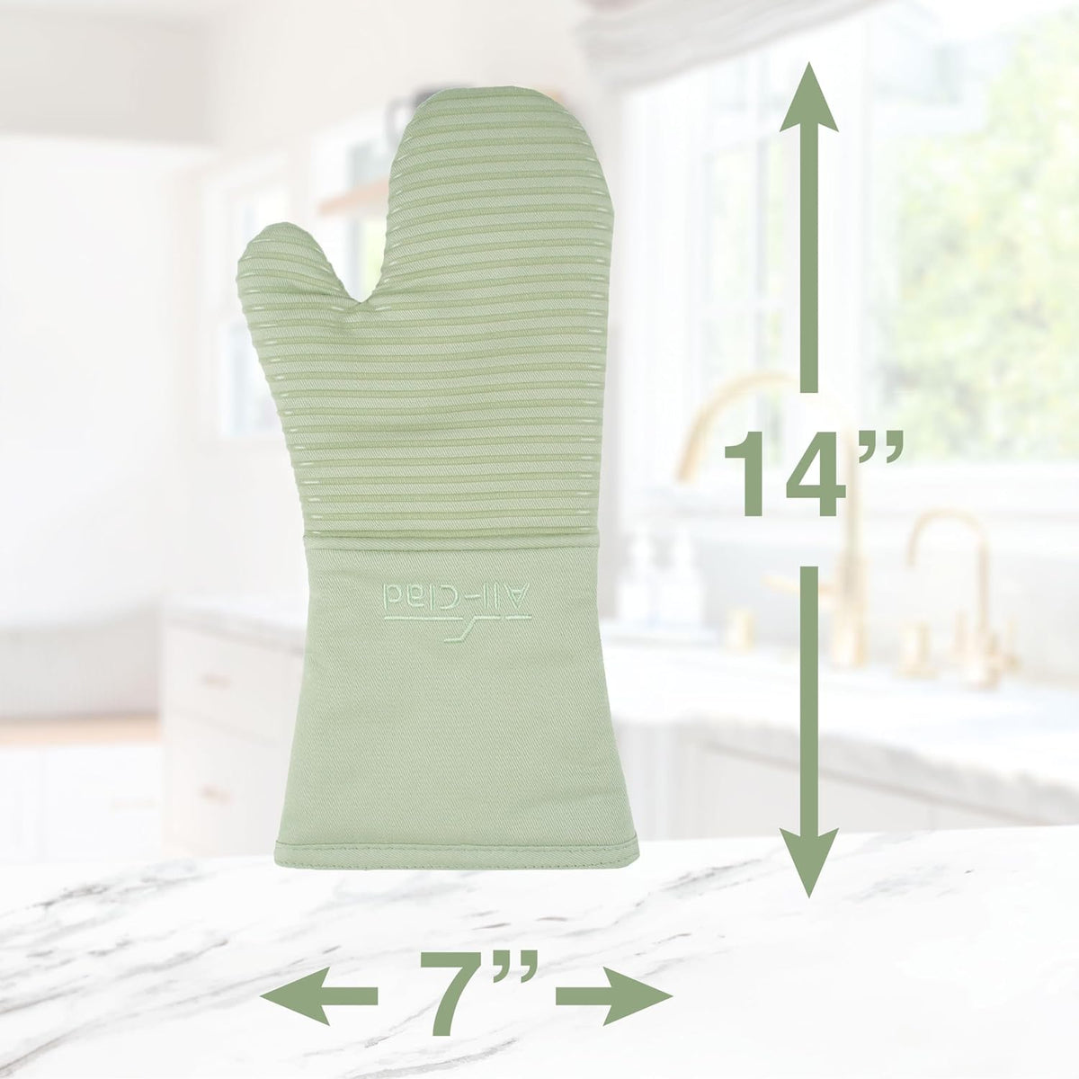 All-Clad Silicone Oven Mitts: Heat Resistant up to 500 Degrees - 100% Cotton & Silicone, 14"x7" Oven Mitt for Kitchen and Barbeque, Pewter
