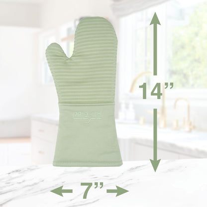 All-Clad Silicone Oven Mitts: Heat Resistant up to 500 Degrees - 100% Cotton & Silicone, 14"x7" Oven Mitt for Kitchen and Barbeque, Pewter