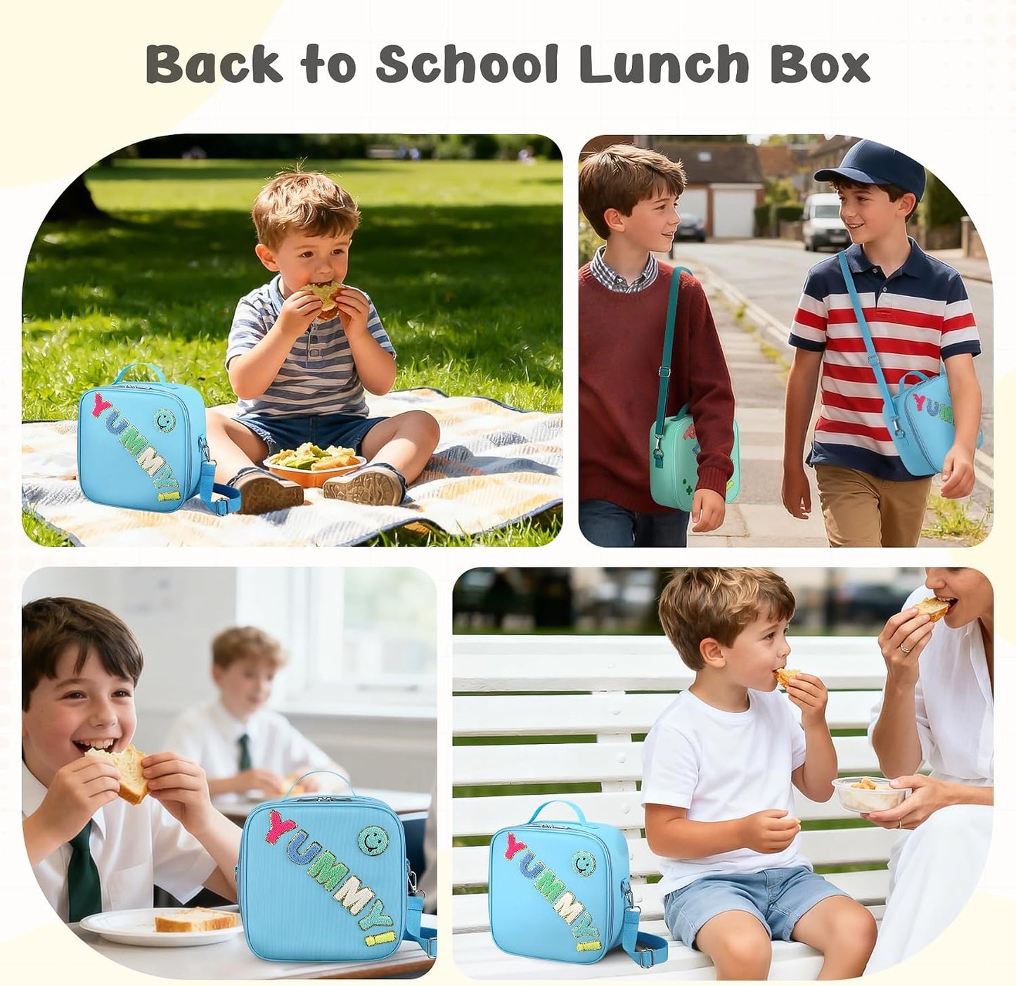 Reusable Insulated Lunch Bag for Kids Teens & Adults with Adjustable Shoulder Strap - Large Durable Lunch Bag Tote for School Travel Picnic Work - Leakproof Design Lunch Carrier (Black -3D Dinosaur)