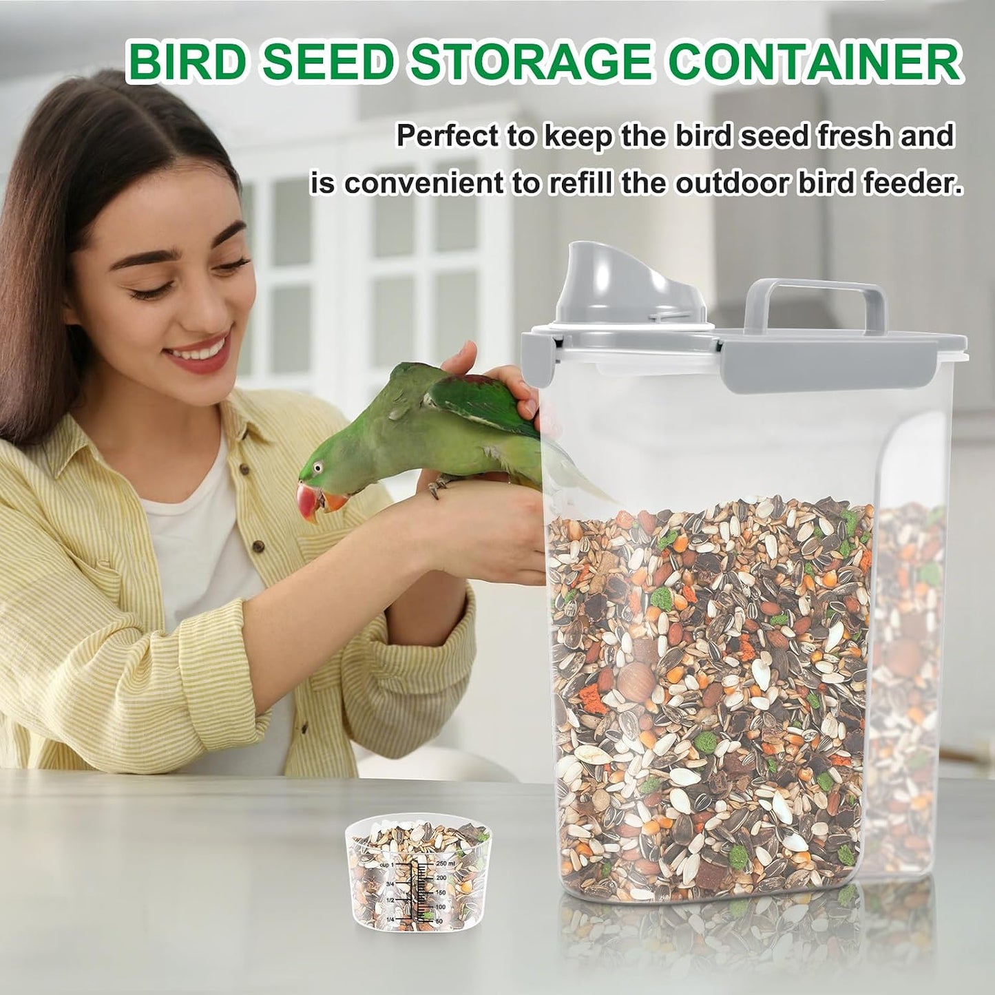 TBMax 10 Lbs Cat Dog Food Storage Container, 2026 Upgraded Large Pouring Container for Pet Food Storage, Bird Seed Dispenser, Portable Travel Kibble Holder -Dark Green