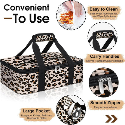 Insulated Casserole Carrier, Portable Casserole Carrier for Hot or Cold Food Lunch Tote Warmer or Cooler Bag, Lasagna Lunch Bag for Potluck Parties- Fits 9" x 13" Baking Dish-Charcoal Grey