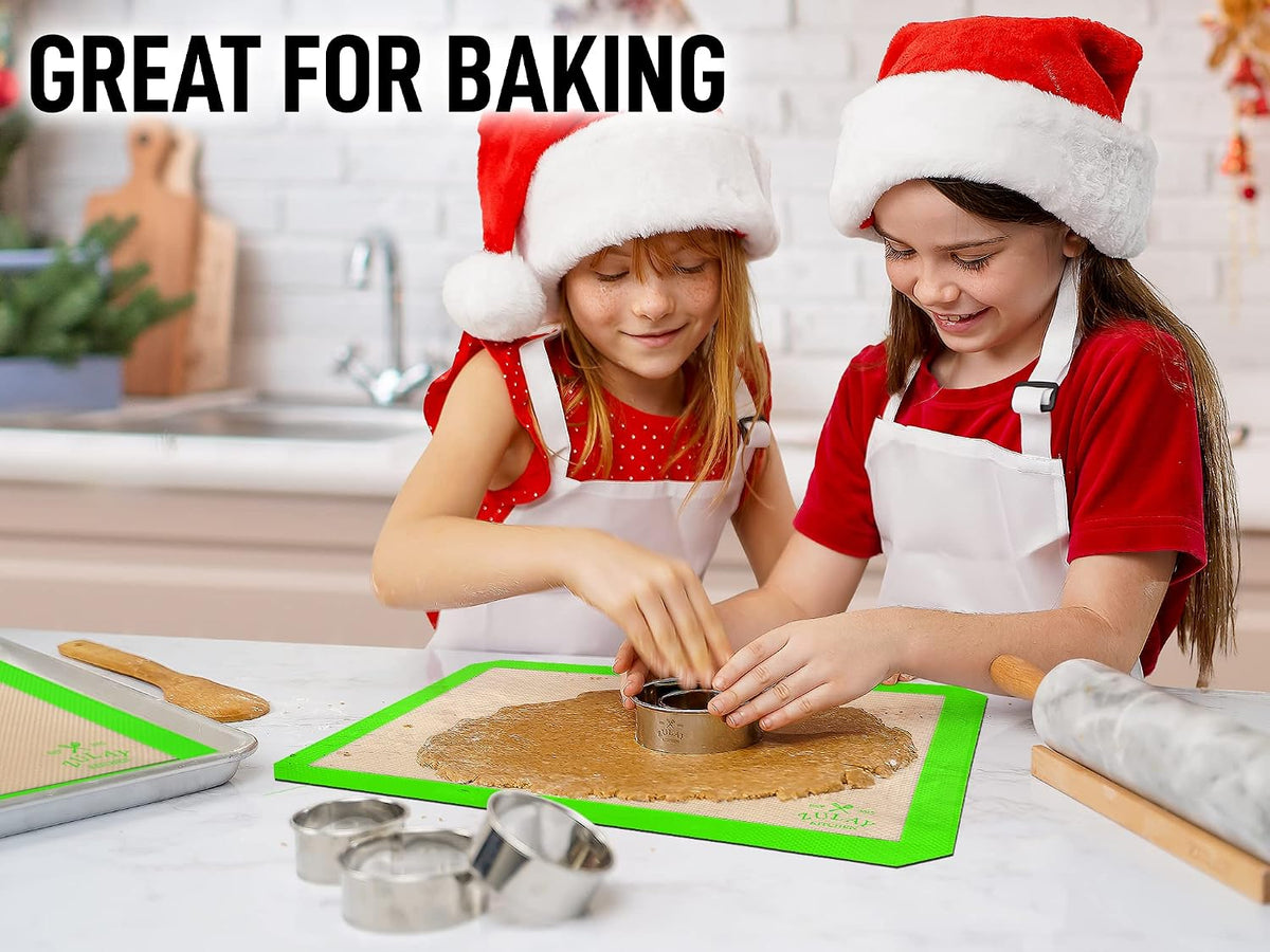 Zulay Kitchen Silicone Baking Mat – 16.5"×11.6" BPA-Free Reusable Baking Sheet, Heat Resistant 480°F – Non-Slip Border, Perfect for Cookies, Bread, Pastries & Oven Use - (Dark Gray)