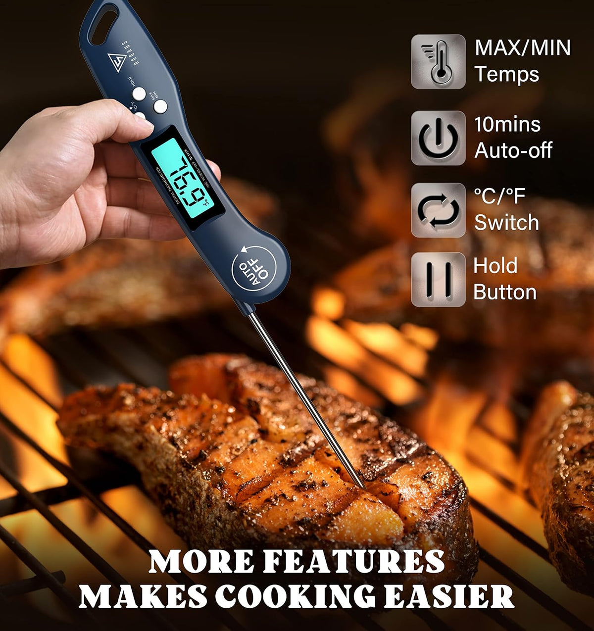 DOQAUS Meat Thermometer Digital – Instant Read Food Thermometer for Cooking