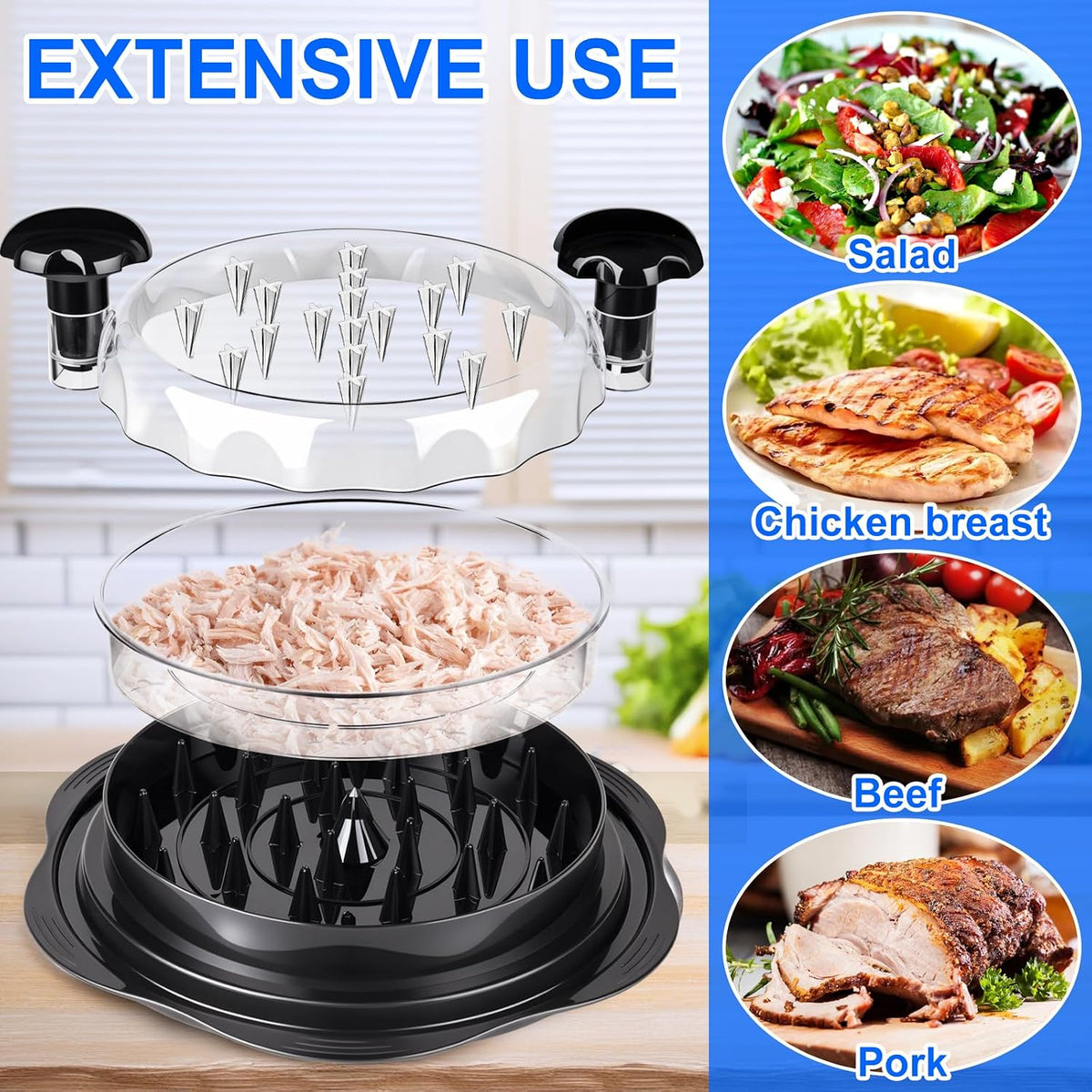 Chicken Breast Shredder, Large Visible Meat Shredder Tool Twist
