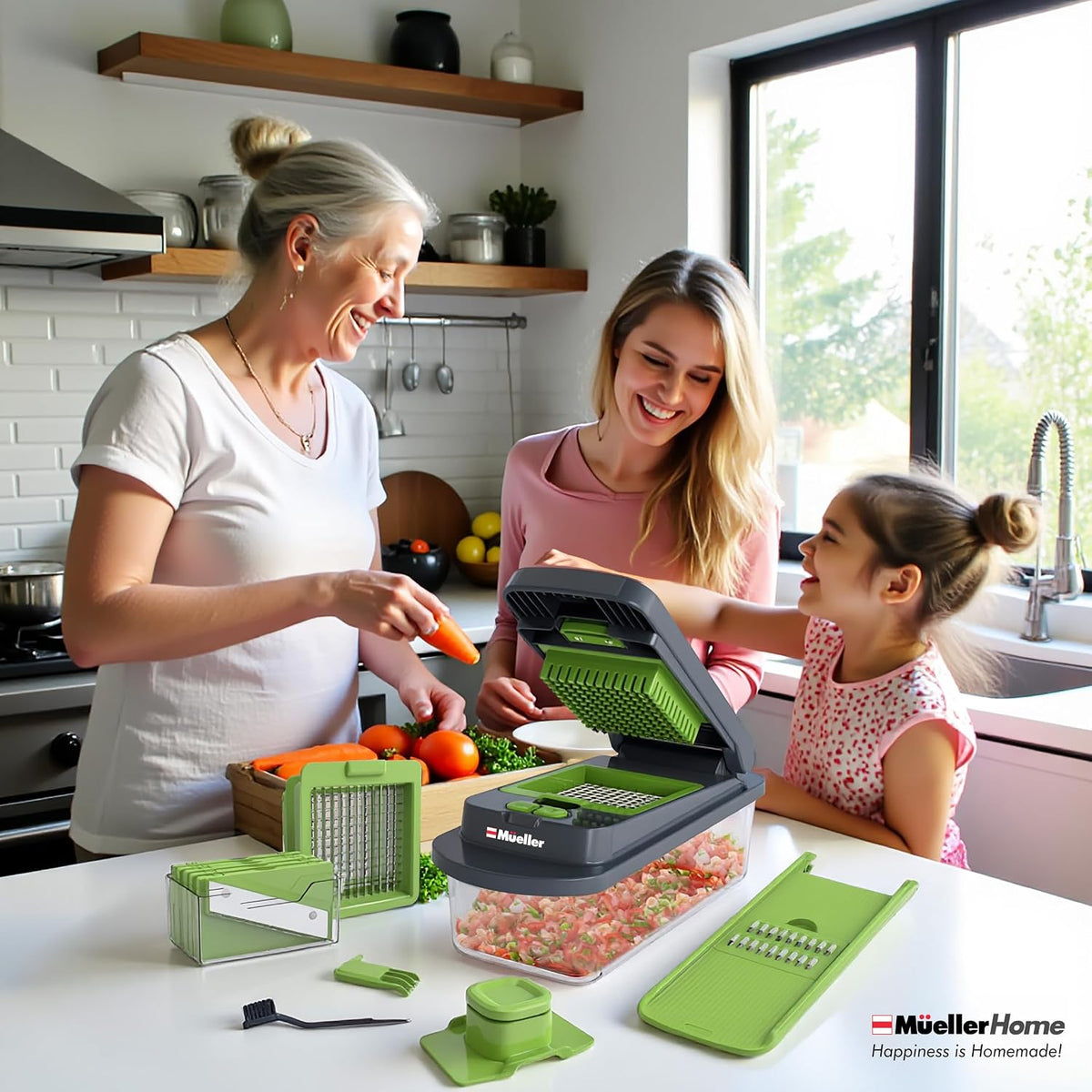 MUELLER HOME Pro-Series 10-in-1 Stainless Steel Multi Vegetable Chopper