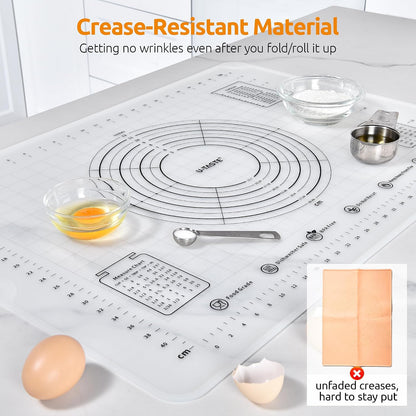 U-Taste Silicone Pastry Mat, Dough Rolling Baking Sheet, 28x20"/Transparent