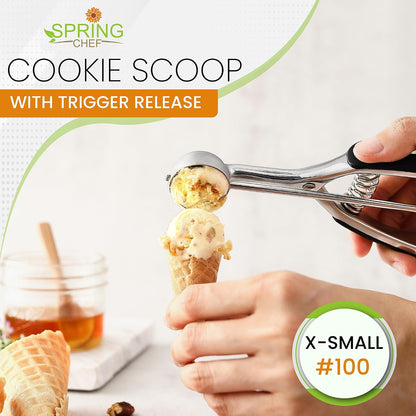 Spring Chef Extra Large Stainless Steel Cookie Scoop, #10, 5.5 Tbsp, Black