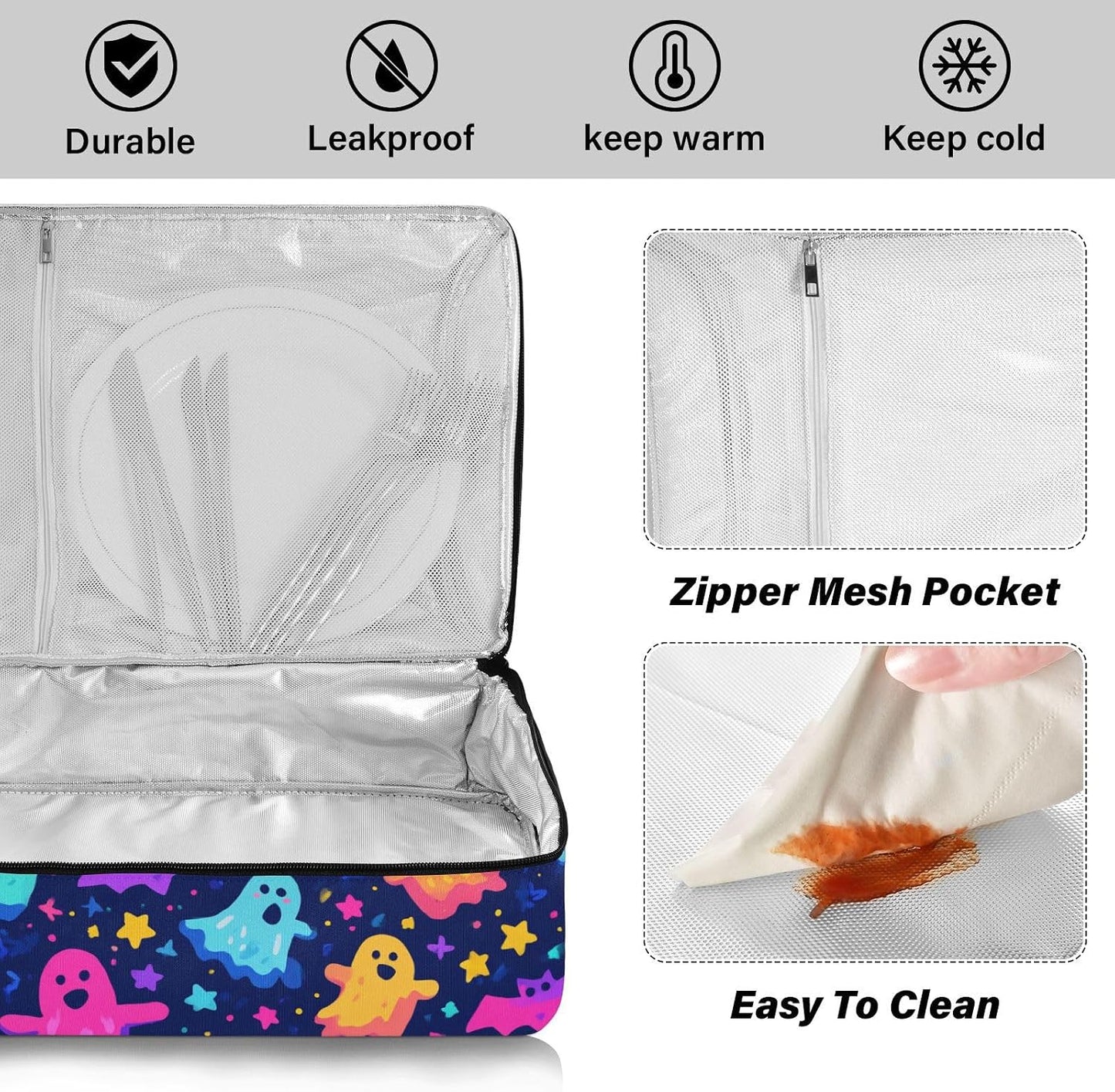 Casserole Carriers for Hot or Cold Food Reusable Casserole Dish Carrier Insulated Thermal Large Capacity Durable Perfect for Party Camping Family Gatherings Yellow Fish - Colors A
