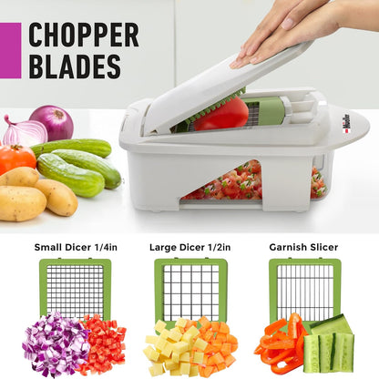 MUELLER HOME Pro-Series 10-in-1, 8 Blade Stainless Steel Multi Vegetable Chopper And Mandoline Slicer, Kitchen Tools and Gadgets, Food and Veggie Chopper, Mincer, Dicer, French Fry Cutter, Black