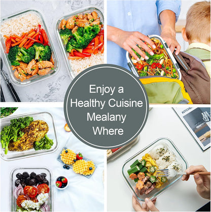 VERONES 10 Pack 22 OZ Glass Meal Prep Containers, Airtight Glass Lunch Containers Set, Food Storage Containers with Lids,BPA Free, for Microwave, Oven, Freezer & Dishwasher Friendly,White