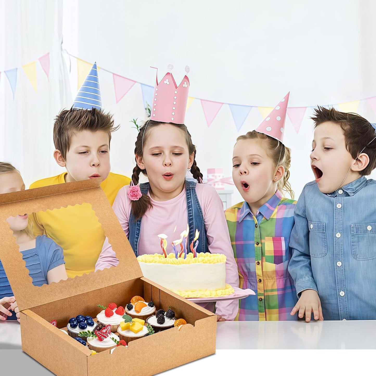 12 Count Cupcake Boxes, 4PCS Cupcake Container with Window, Food Grade Cupcake Holder for Birthday Holiday Party, Bakery Supplies for Cupcakes, Desserts, and More