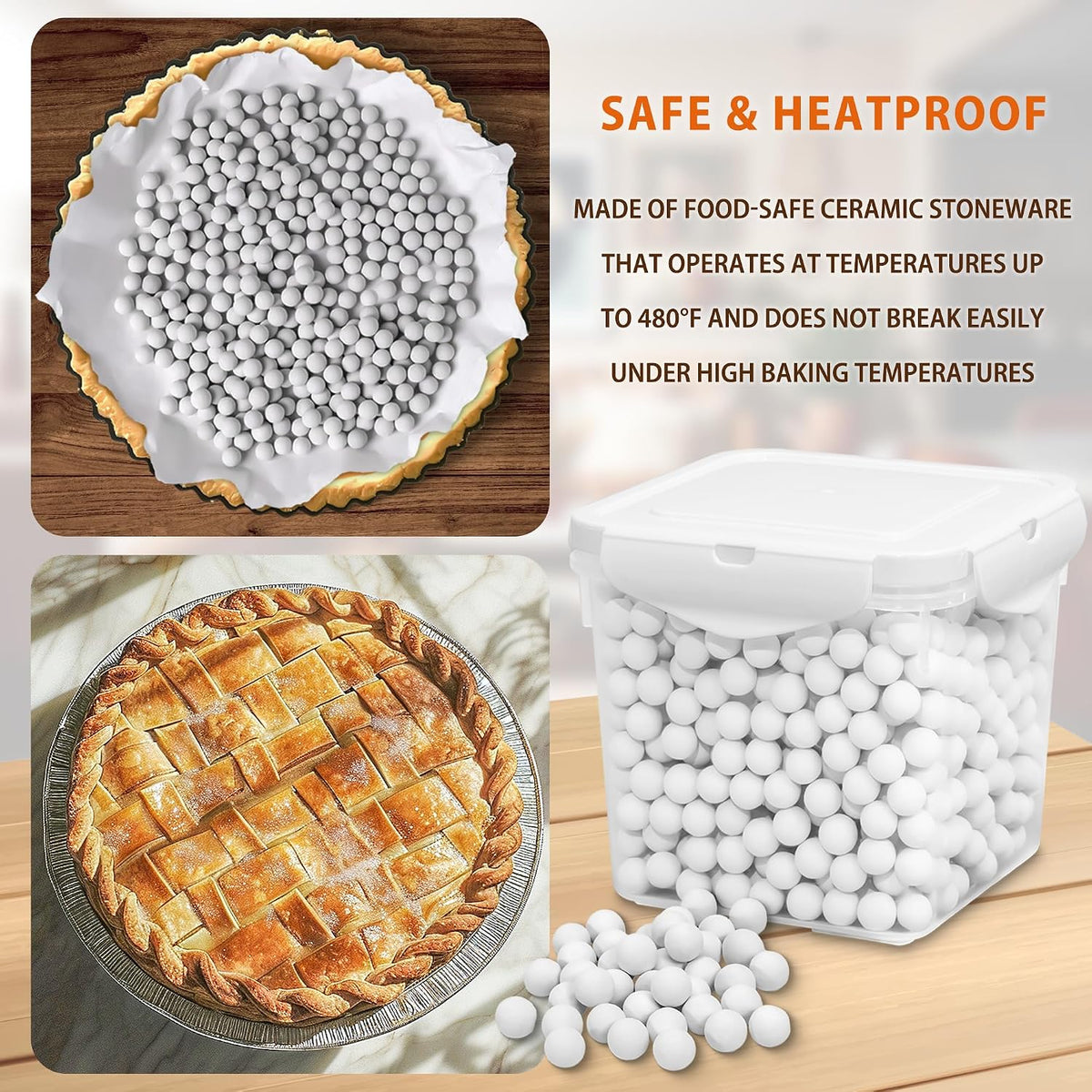 MOBYKE 2.2 LB Ceramic Pie Weights, Reusable Baking Beads for Pie Crust
