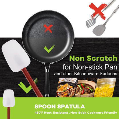 3 PCS Commercial Grade Heat Resistant Silicone Spatulas, 9.5-Inch Rubber Spatulas for Baking, Nonstick & BPA-Free