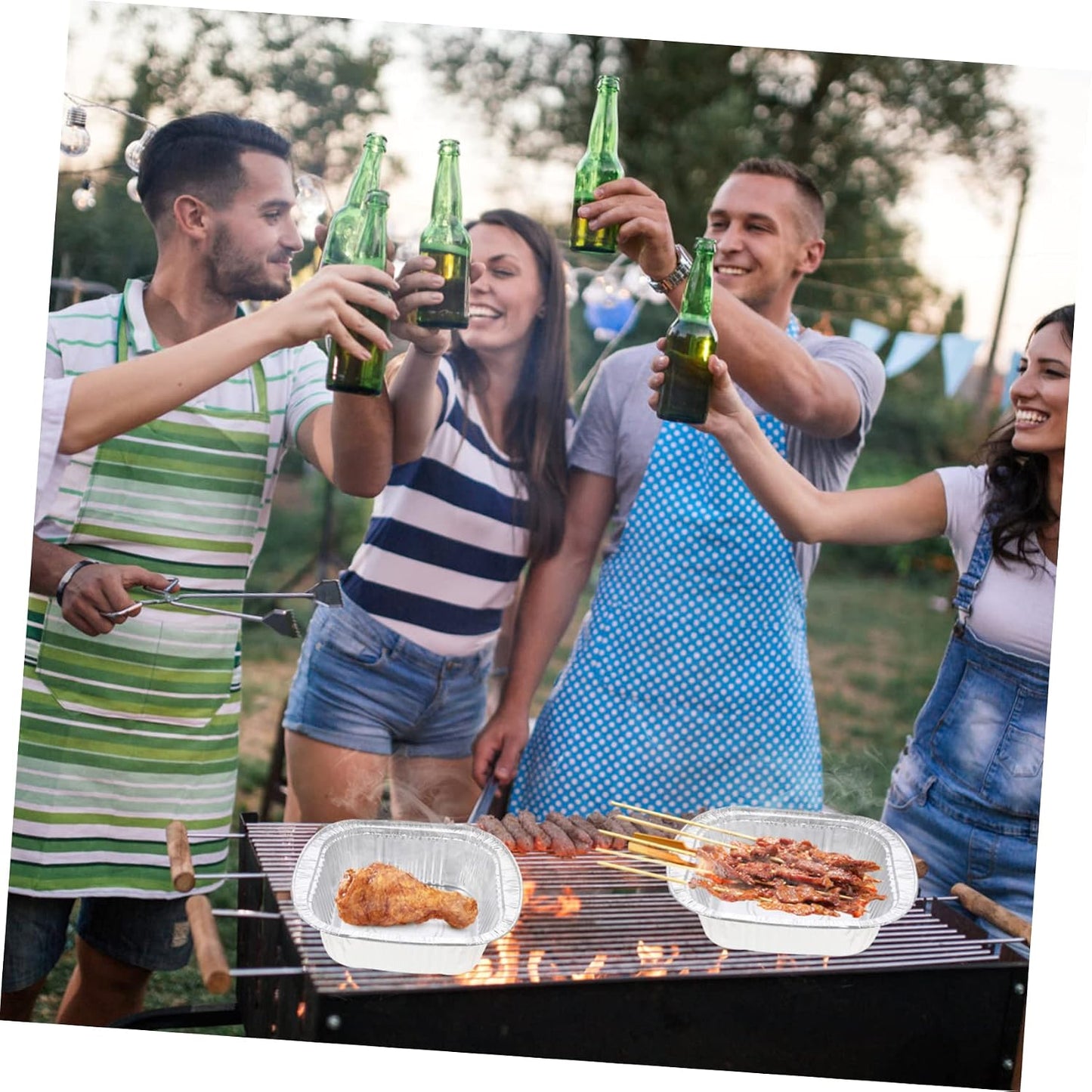 10Sets Aluminum Foil Food Storage Boxes with Lids Versatile Grill Tray Air Fryer Baking Pans for Bbq Meal Prep and Catering Events Stackable Design