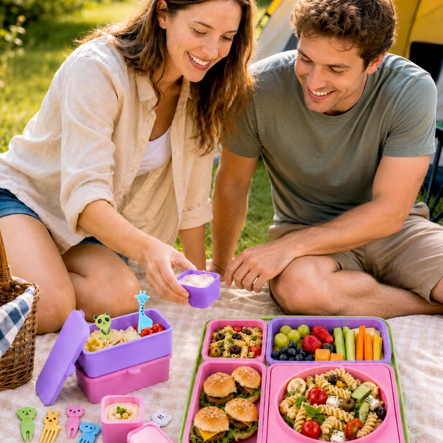 XANGNIER 40 Pcs Silicone Lunch Box Dividers,Reusable Lunch Bento Box Accessories for Kids,Lunchbox Supplies Accessories,Back to School Lunch Essentials,Silicone Cupcake Liners,Muffin Cups