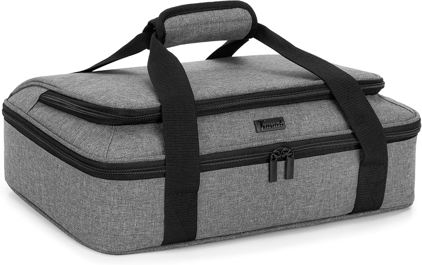 Trunab Casserole Carrier for Hot or Cold Food Insulated Casserole Dish Carrier Thermal Tote Bag for Picnic, Fits 9"×13" Baking Dish, Grey (Light Grey, 16×11×4 inches)