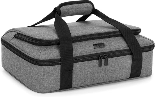 Trunab Casserole Carrier for Hot or Cold Food Insulated Casserole Dish Carrier Thermal Tote Bag for Picnic, Fits 9"×13" Baking Dish, Grey (Light Grey, 16×11×4 inches)