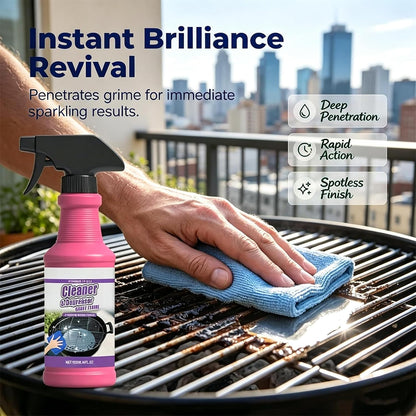 Fast-Acting Heavy-Duty Grill Degreaser Spray, 120ml BBQ Grill and Grate Cleaner Spray with Gloves, All Purpose Oven Degreaser Cleaner for Barbecue Grills, Smoky Stains and Stubborn Grease (2PCS)