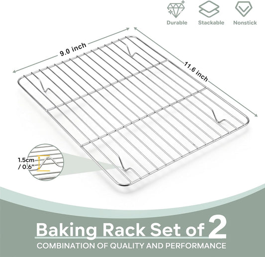Herogo Baking Cooling Rack Set of 2, 11.6” x 9” Wire Racks for Cooking