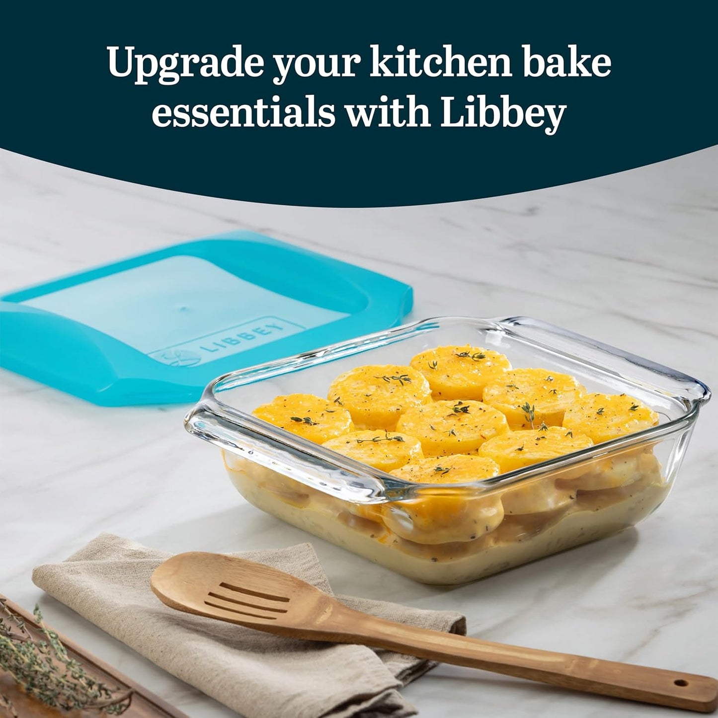 Libbey Baker’s Premium 2 Piece Glass Pie Plate, Stackable, Space Saving Casserole Dish Set with Lids, Glass Baking Dish Set for Fruit Pies, Quiches