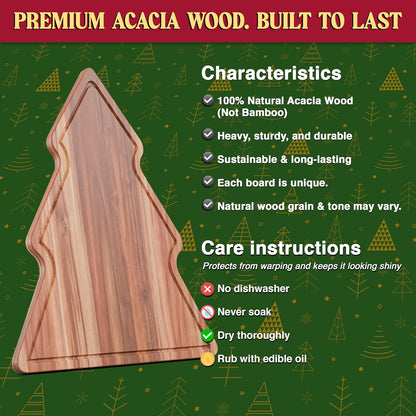 New – Reindeer Charcuterie Board – Acacia Wood Christmas Cutting Board (17x13in) Holiday Serving Tray, Winter Cheese Board, Wooden Christmas Platter & Kitchen Decor Gift for Festive Entertaining