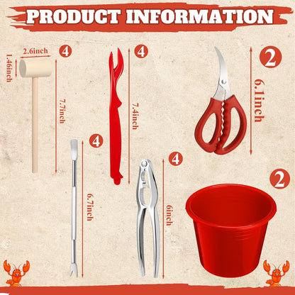 Seafood Boil Party Supplies Crab Crackers and Tools Set