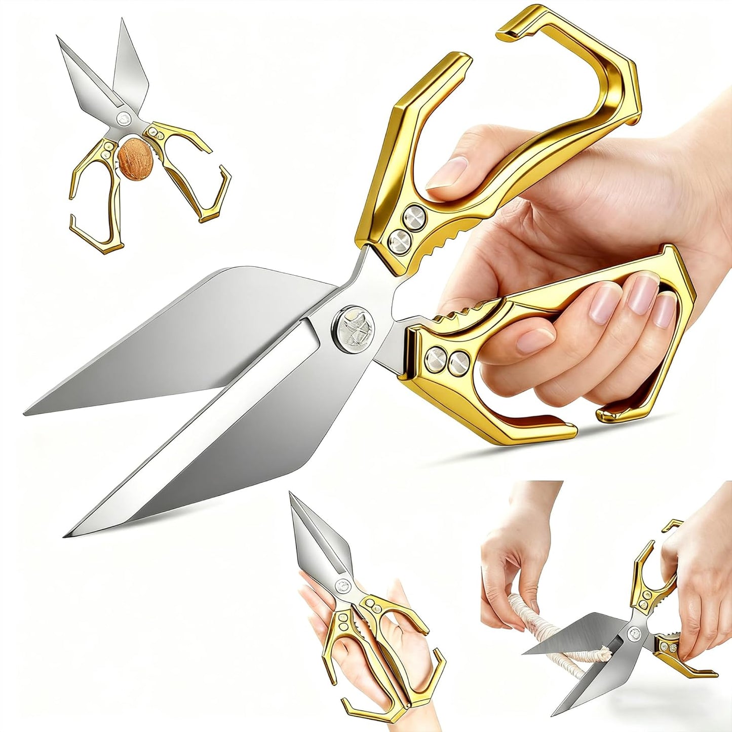 Multifunctional Heavy Duty Kitchen Shears,Kitchen Shears for Cutting Chicken,Kitchen Scissors for Food, Japanese High-Carbon Steel Culinary Poultry Shears, for Chicken,Meat,Fish,Bone Cutting(Silver)