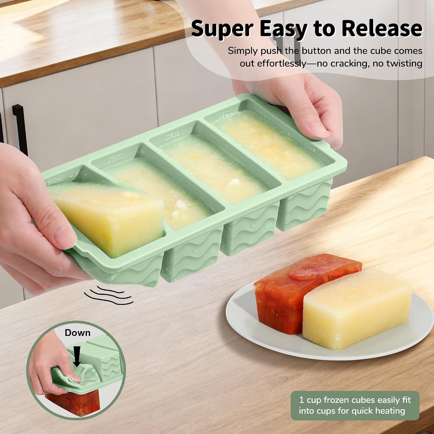 3-Pack Silicone Freezer Trays with Lid,2 Large 2-Cup(500ml)&4 Medium 1-Cup(250ml)&6 Small 1/2-Cup(125ml) Soup Freezer Container Molds,Ice Cube Tray For Meal Prep&Freezing Soup,Stews,Sauces