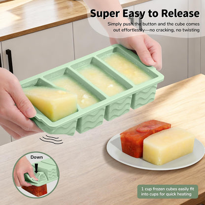 3-Pack Silicone Freezer Trays with Lid,2 Large 2-Cup(500ml)&4 Medium 1-Cup(250ml)&6 Small 1/2-Cup(125ml) Soup Freezer Container Molds,Ice Cube Tray For Meal Prep&Freezing Soup,Stews,Sauces